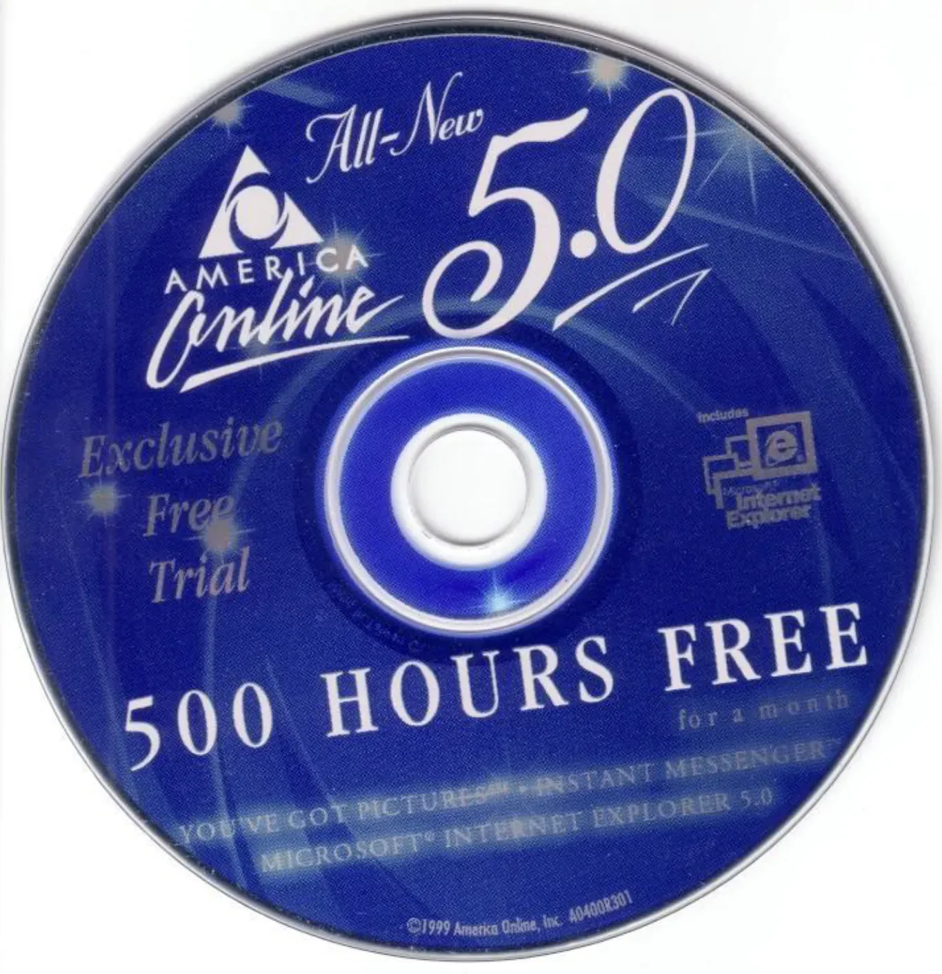America Online 5.0 CD: “500 Hours Free”